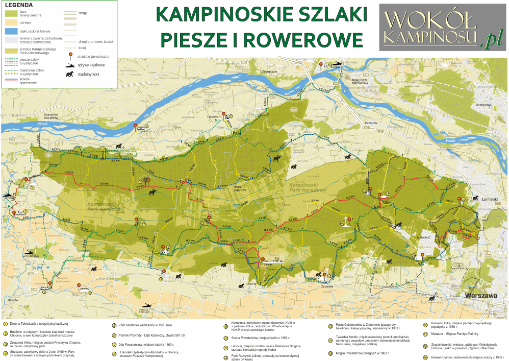 Kampinoskie szlaki piesze i rowerowe